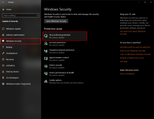 Select "Windows Security" from the menu.